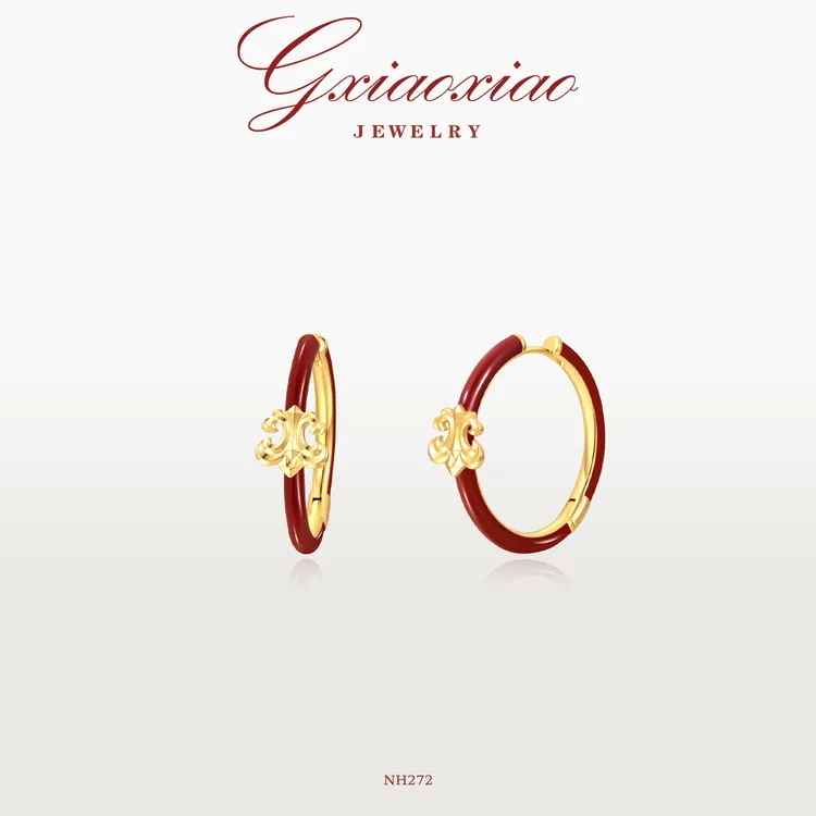 G XIAOXIAO耳饰【鸢尾朱韵】气质高级感红色鸢尾花耳环（40mm） NH272