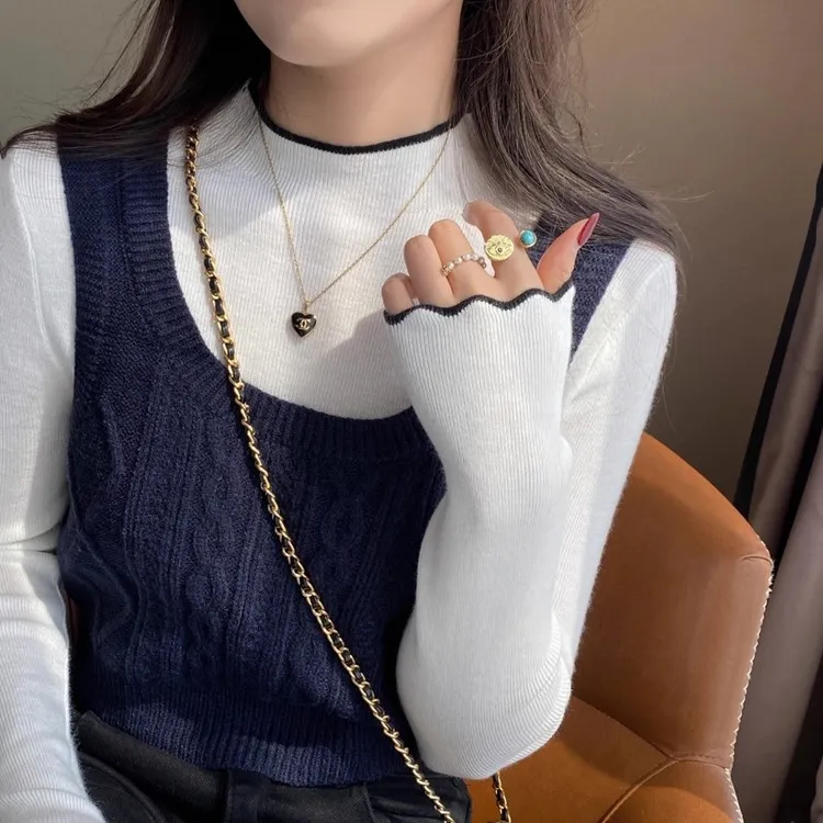 新款修身针织衫高领显度遮肉毛衣气质秋冬爆款长袖打底衫上衣洋气