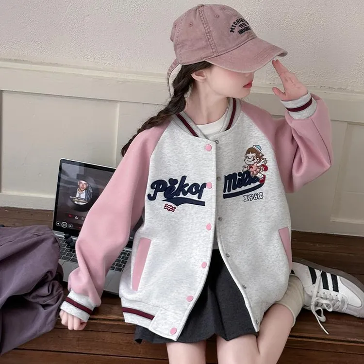 潮走女童棒球服春夏装2025新款女孩大童春季休闲 上衣儿童百搭运