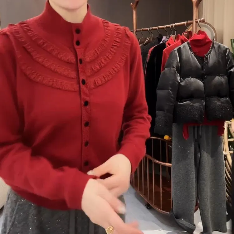 2025韩版新款设计感百搭气质休闲长袖针织上衣LK2501230