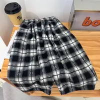 秋冬儿童经典黑白格子裤阔腿裤超软糯亲肤