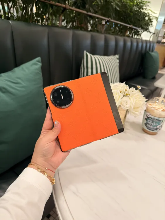 适用于华为Matex6/Matex5彩色印花皮革中轴折叠手机壳 全包连体