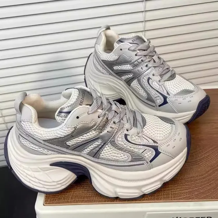 复古风增厚底女鞋秋季新款透气休闲运动鞋潮人百搭