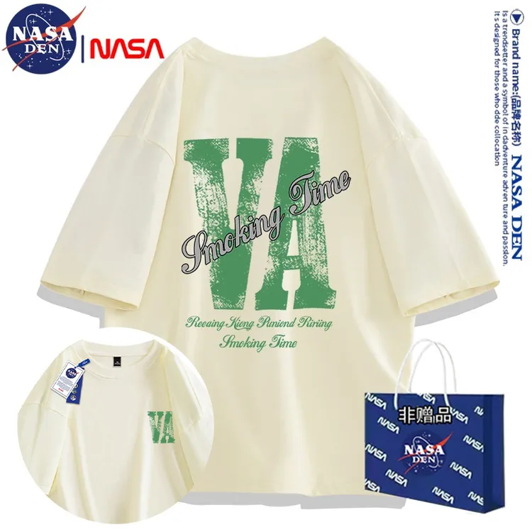 NASA联名夏季重磅纯棉短袖男女时尚青年韩版潮流印花宽松T恤半袖
