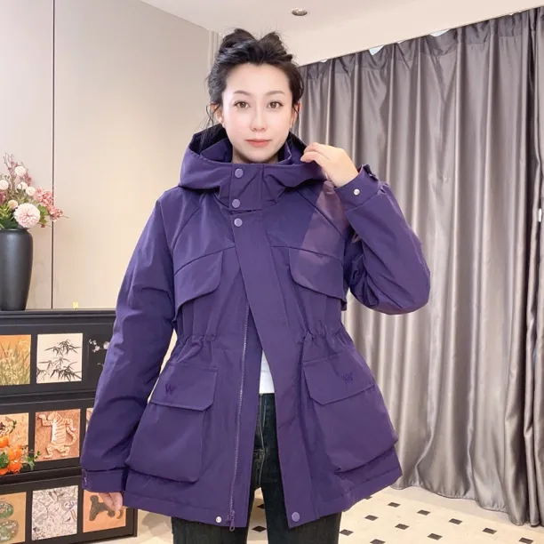 《芳芳》秋冬连帽中长款宽松百搭薄棉风衣外套收腰休闲防风时尚273#