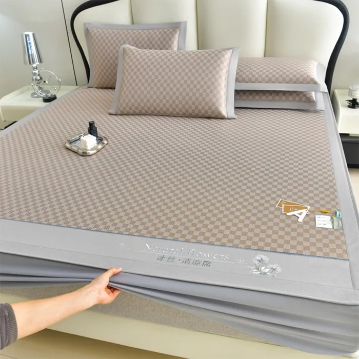 水星家纺适用冰丝清凉席夏季夏天可机水洗空调软席子单人冰丝席子