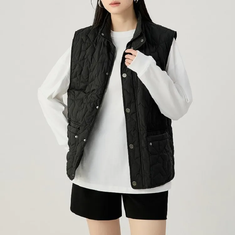 AMASS/阿玛施休闲百搭半高领宽松拉链无袖新雪丽棉服马甲540071