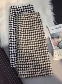 加厚毛呢千鸟格半身裙女秋冬新款高腰时尚中长款a字裙显瘦包臀裙