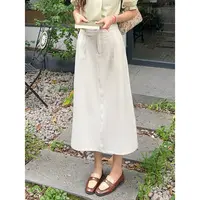 温舒敏【雨色雪】欧若风中长款高腰半身裙女款显瘦裙子ME0706423