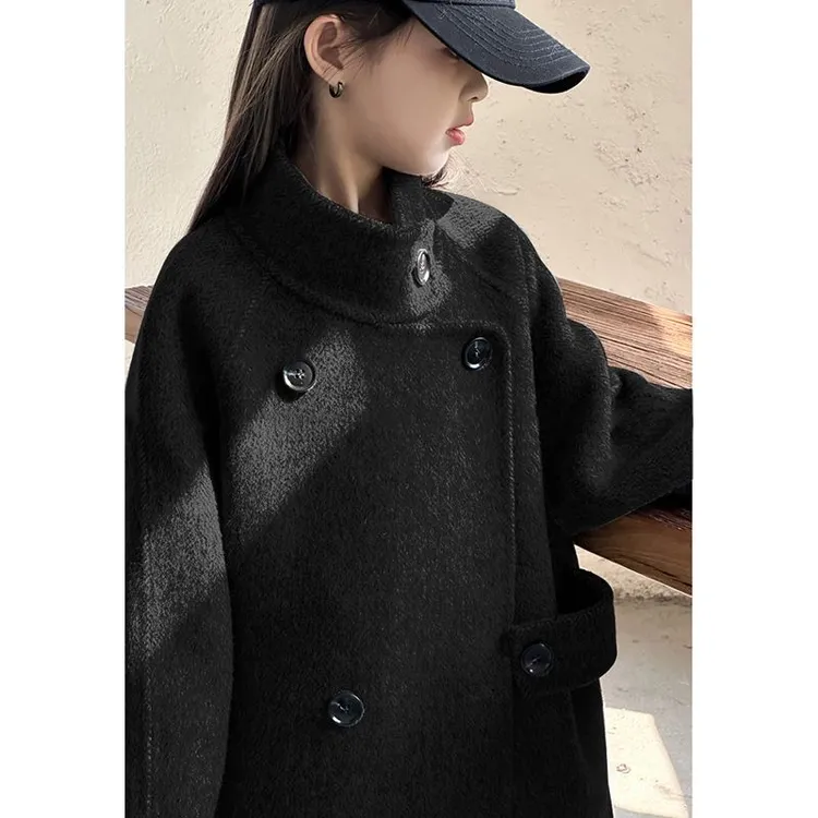 童绣女童立领羊绒大衣秋冬大衣呢外套儿童双面羊绒风衣大衣