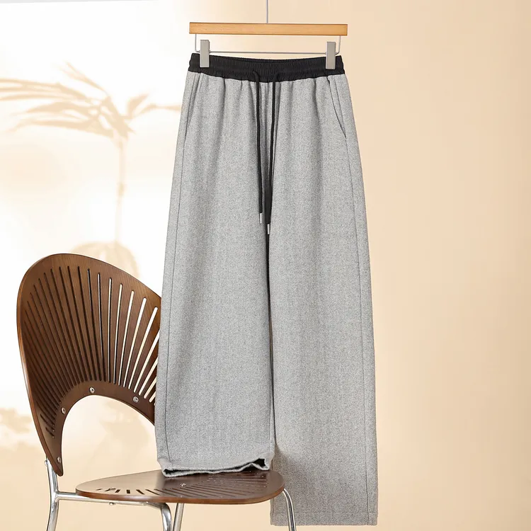 （60%冬季羊毛呢九分裤）双层加厚减龄显瘦直筒女休闲裤