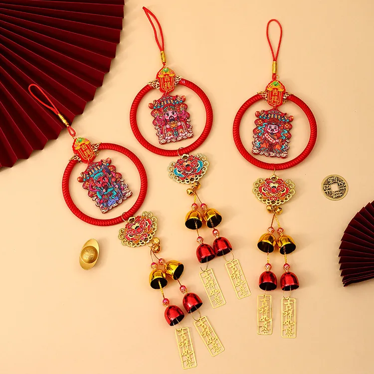 抢【现货】新年国潮五路财神树脂挂件流苏喜庆新年2025财神门口挂饰