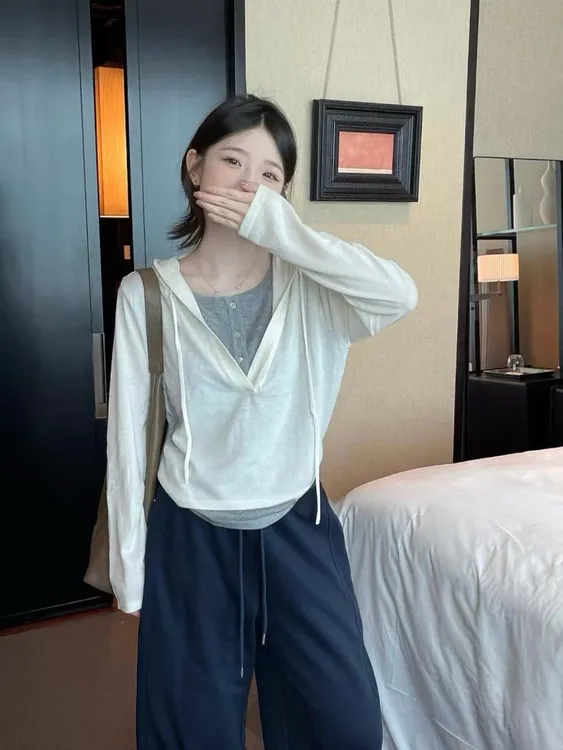 连帽女常规款秋季毛针织衫早秋气质百搭宽松设计感长袖显瘦休闲