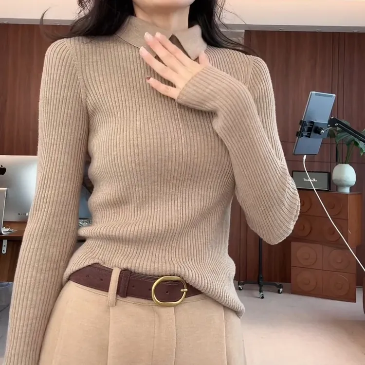 2025冬季新款长袖显瘦百搭修身针织衫上衣LK2507620
