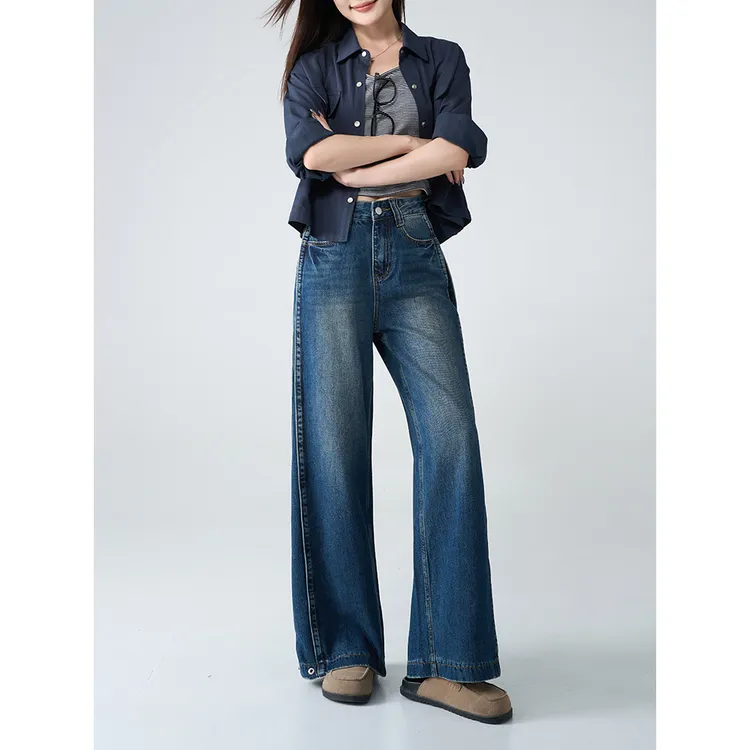 小王家小众设计一裤多穿牛仔裤女25年新款宽松显瘦阔腿裤89210