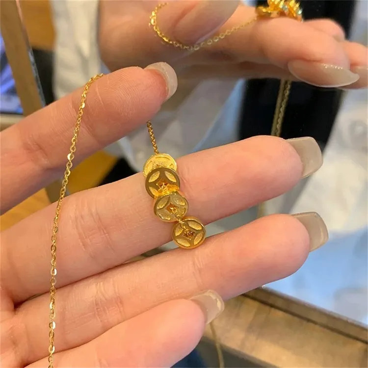 JIN BAI ZHENG 铜合金项链 新中式国风铜钱项链女气质百搭不掉色