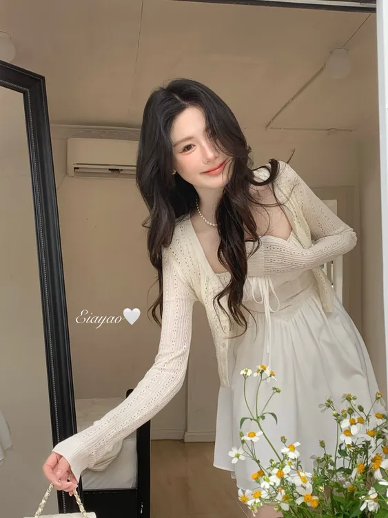 EIA一尧【初夏小白花开衫】韩系日常气质纯欲开衫显瘦百搭氛围感女