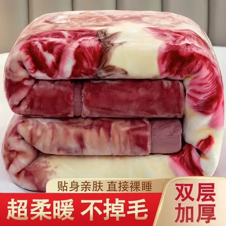 双层拉舍尔毛毯盖被冬季加绒加厚盖毯双面珊瑚绒学生宿舍午睡毯子