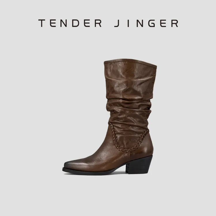 Tender Jinger2025新款女式油蜡小牛皮长靴ZS1028