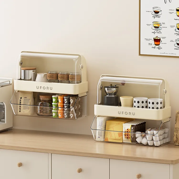 2025高档咖啡角壁挂茶包收纳盒办公茶水间收纳架胶囊咖啡器具收纳