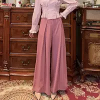 专场现【一生罗曼】通勤百搭显瘦西装裤松弛感粉色阔腿裤秋季K413