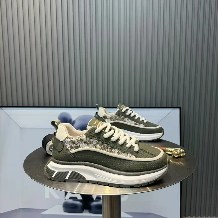 秋季运动风拼接透气时尚休闲鞋厚底男士潮流低帮鞋子