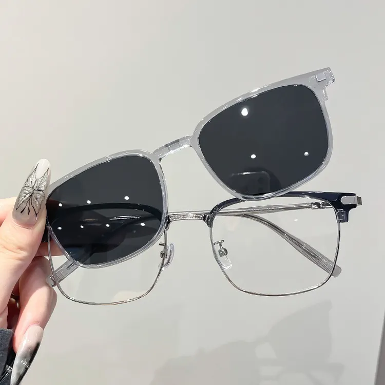 复古半框眼镜框男女潮流近视眼镜高颜值神器磁吸套镜墨镜防紫外线