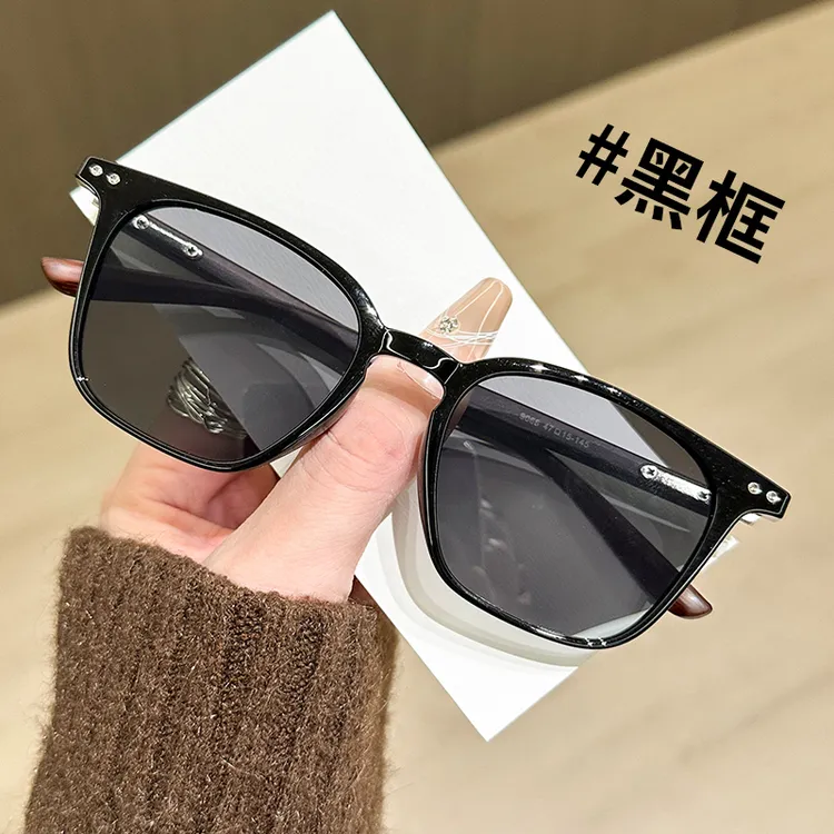 木纹方框太阳眼镜可定制度数素颜显脸小黑框墨镜潮流百搭防紫外线