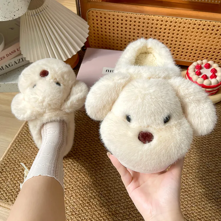 可爱小狗棉鞋女2025新款秋冬季室内居家防滑保暖厚底毛绒棉拖鞋女