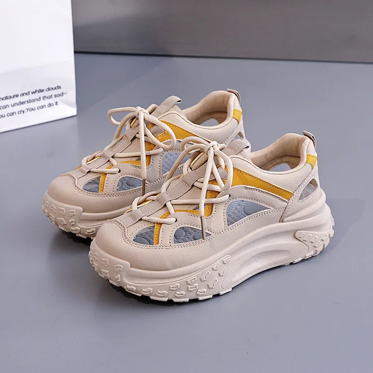 2025夏季新款百搭镂空老爹鞋女潮休闲运动板鞋厚底小白鞋女SH628