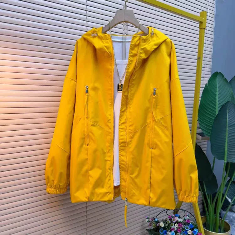 9710-欧货时尚气质显瘦百搭连帽宽松韩版休闲冲锋衣外套