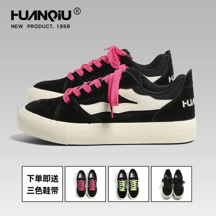 环球厚底板鞋男款2025秋季流行新款干净感潮流百搭运动开车面包鞋