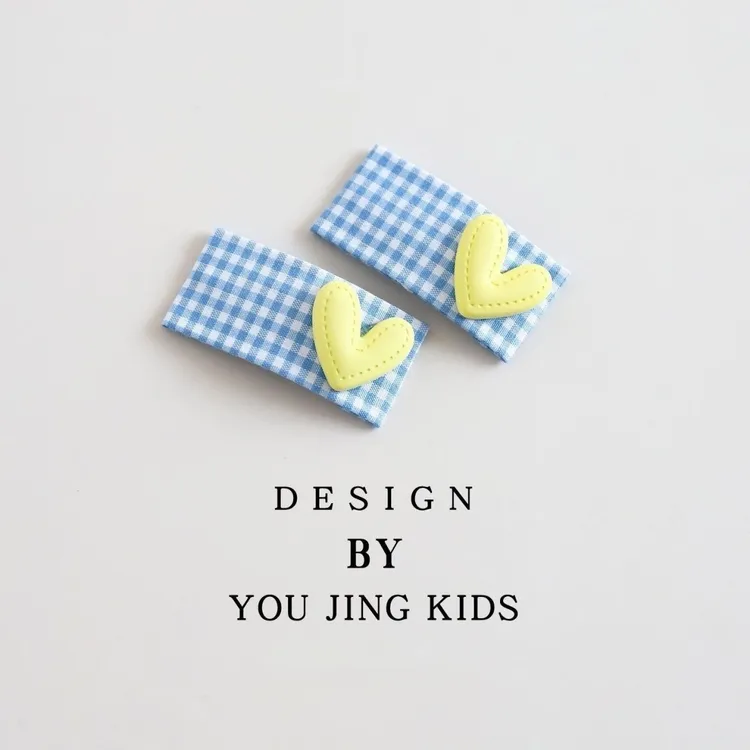 儿童爱心发夹简约格子女童发卡刘海夹女孩BB夹可爱碎发夹宝宝头饰