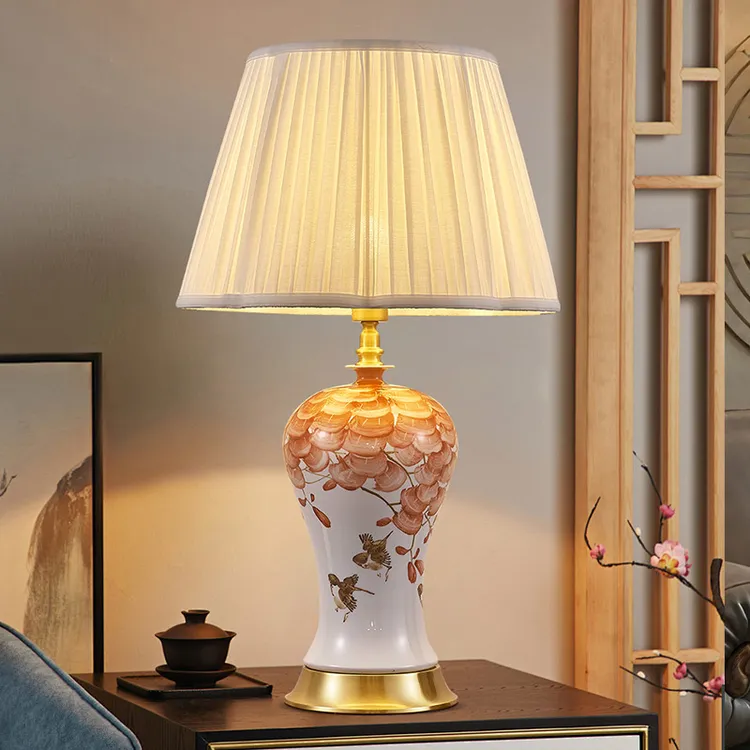 朗科雷美式景德镇全铜陶瓷台灯复古轻奢高级感别墅客厅卧室床头灯