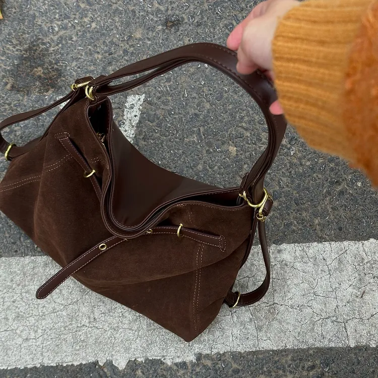 2025新款秋冬麂皮绒包包女大容量休闲单肩斜挎通勤托特包双肩背包