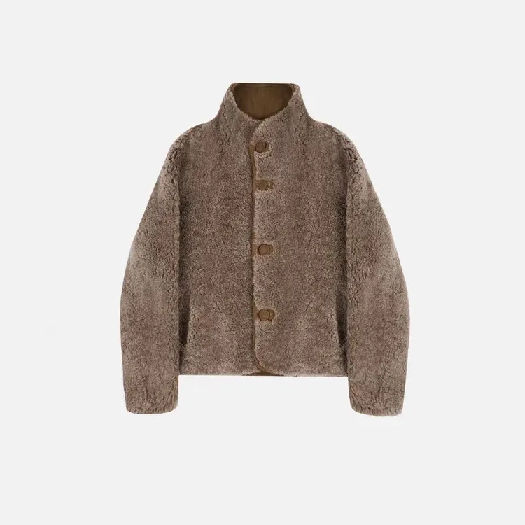 171素些自海宁2025新款100%羊毛时尚休闲加绒加厚外套宽松显瘦