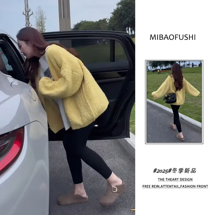 秋季时髦一整套女2025新款韩版针织衫毛衣打底衫显瘦鲨鱼裤三件套