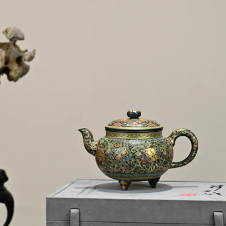 大彬如意·全手工     珏窑珐琅彩作品 430cc/民国绿泥珐琅彩