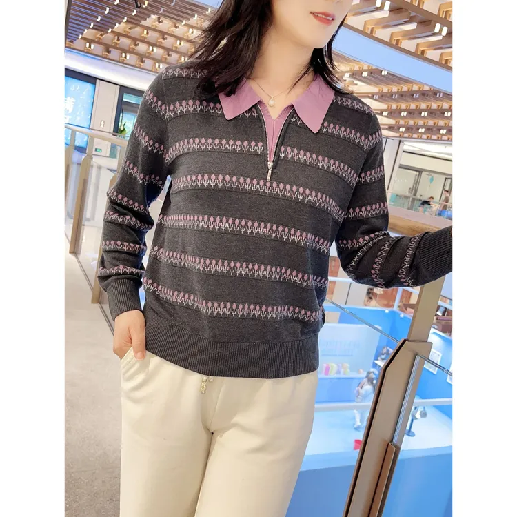 莱赛尔纤维（天丝）优雅时尚百搭宽松洋气休闲气质女士长袖针织衫