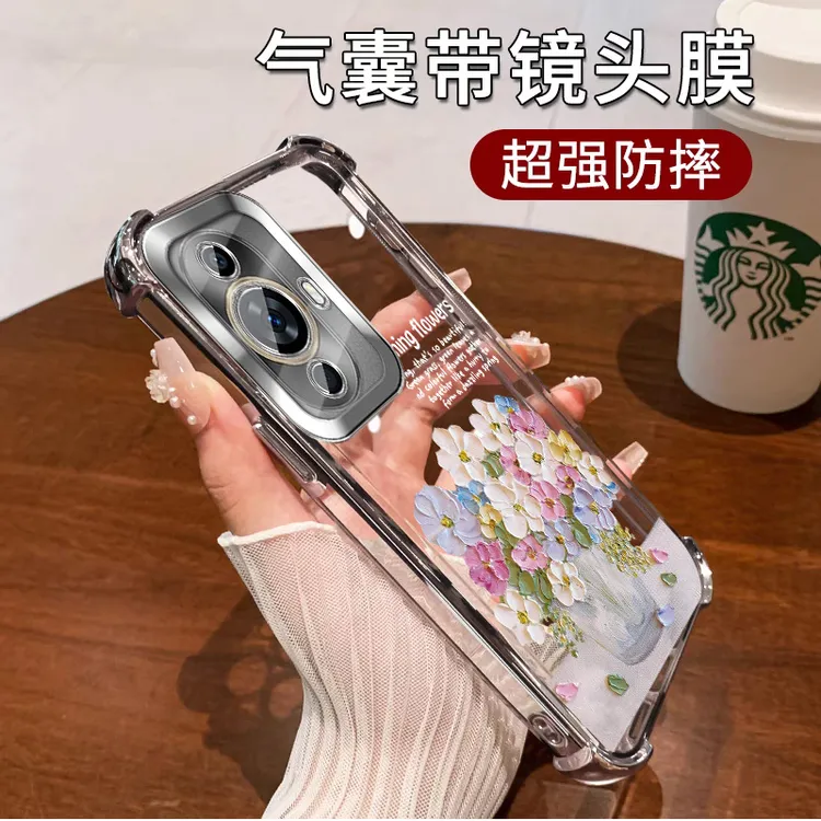 适用华为nova12活力版手机壳透明四角防摔FIN-AL60a硅胶带镜头膜