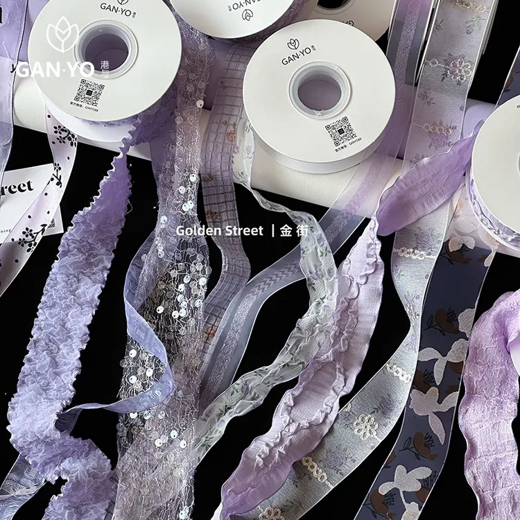 港与 浪漫紫系列丝带鲜花束包装绑带花店甜品烘培手工花艺diy材料
