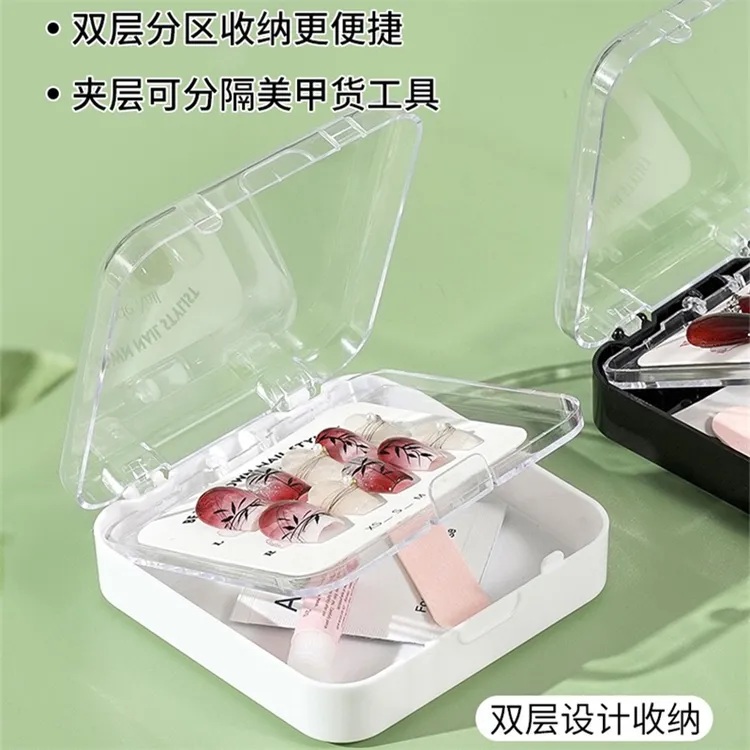  尺寸8.5*8.5双层穿戴甲双层盒子高透高档手工穿戴甲美甲展示盒工