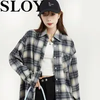 港味欧韩风格子复古宽松衬衫文艺简约上衣女2025春季新款潮821#