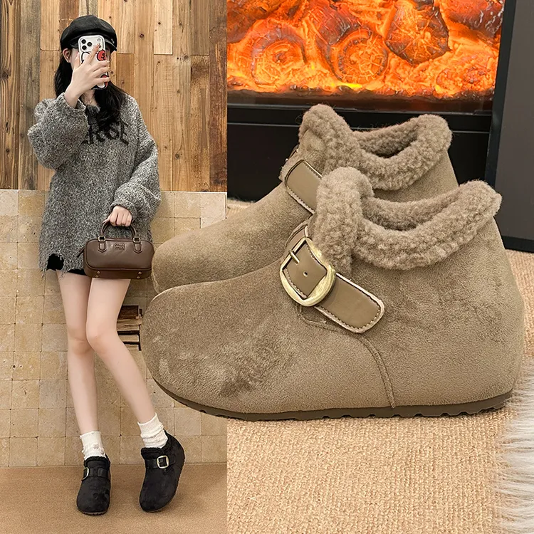 7CM内增高勃肯鞋女2025秋冬新款时尚百搭全包棉鞋休闲鞋加绒单鞋