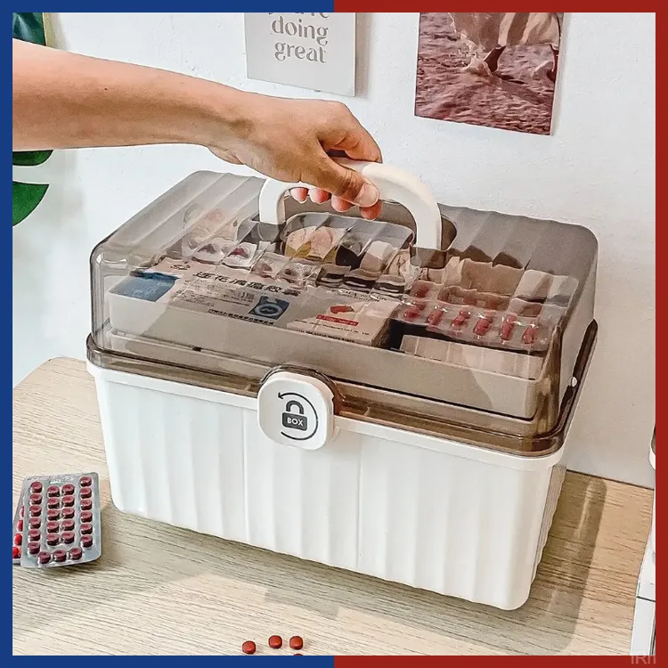 收纳箱药品家用医药箱透明桌面家庭装大容量药盒子收纳盒药物药箱