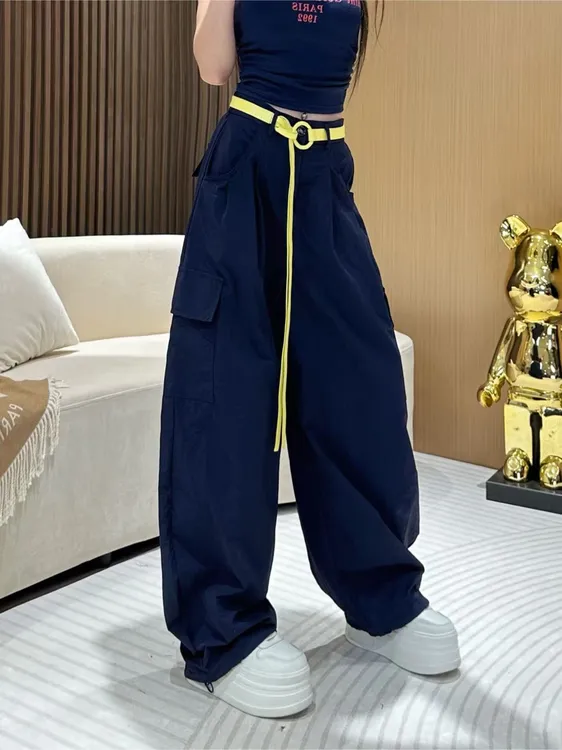 DA7796时尚工装广场舞套装2025新款爆款个性炸街装阔腿休闲拖地裤