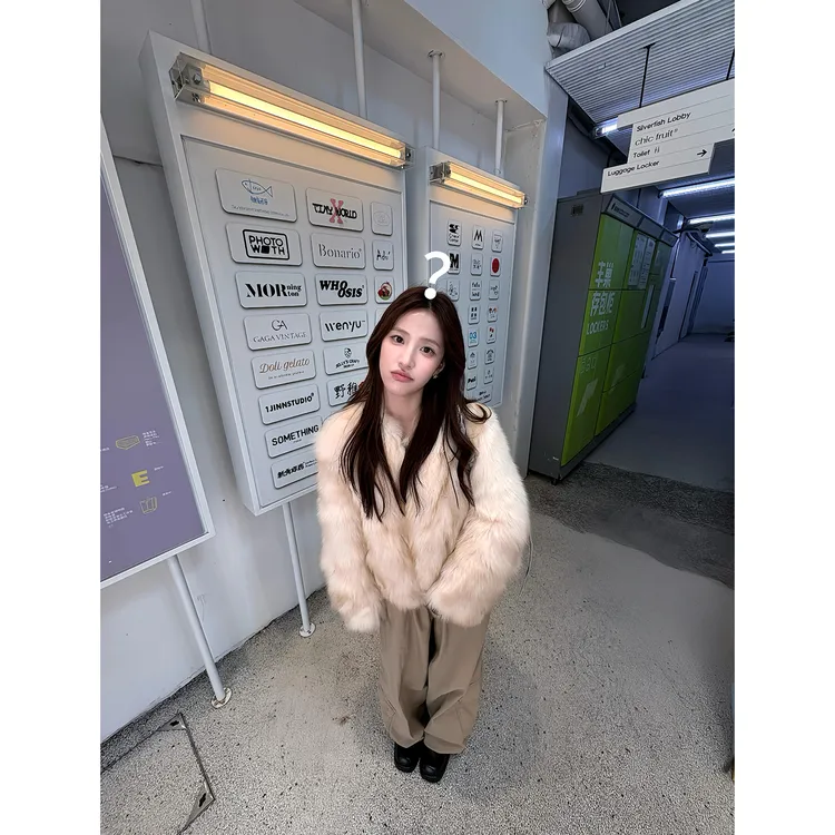 慵懒感晕染仿狐狸毛短款毛毛外套女2025年秋冬新款松弛感显瘦上衣