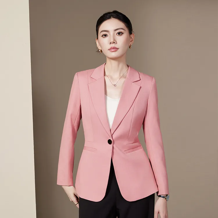 粉色小西装外套女秋季小个子时尚气质休闲高级感黑西服上衣20138