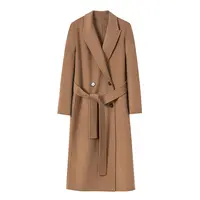 正肩戗驳领极简气质山羊绒双面大衣女显瘦大气保暖显高外套25681