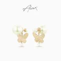 AIAX 镀K金 不对称蝴蝶百搭气质甜美温柔系列耳环TSL1323